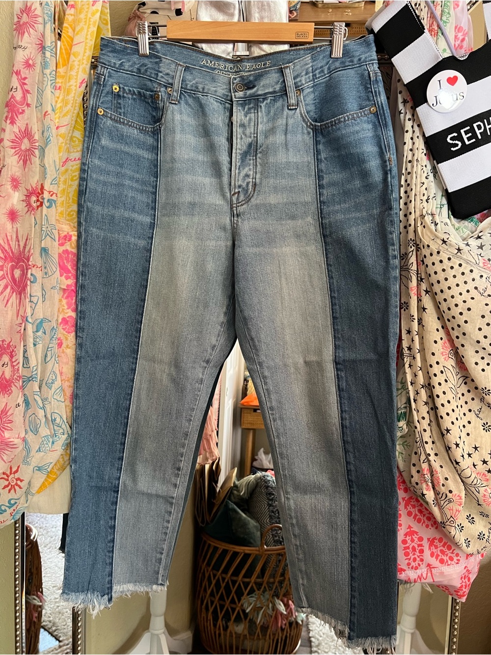 American Eagle Outfitters Two-Tone Vintage Hi-Rise Jeans